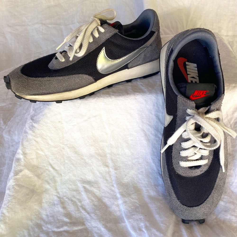 Nike grey suede, black, white  & silver sneaker
